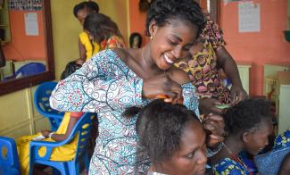Bagambe learned how to braid hair and how to strengthen her relationship with God through our Safe Haven Project.