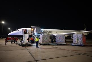 Our DC-8 cargo plane airlifted 53 tonnes of relief supplies to Armenia.