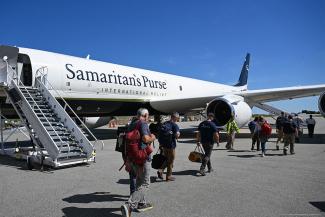 SAMARITAN’S PURSE DISASTER ASSISTANCE RESPONSE TEAM (DART) MEMBERS BOARDED OUR DC-8 THIS MORNING EN ROUTE TO GRENADA.