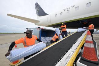 A THIRD AIRLIFT LANDED IN JAMAICA WITH SHELTER SUPPLIES AND OTHER RELIEF JULY 6.