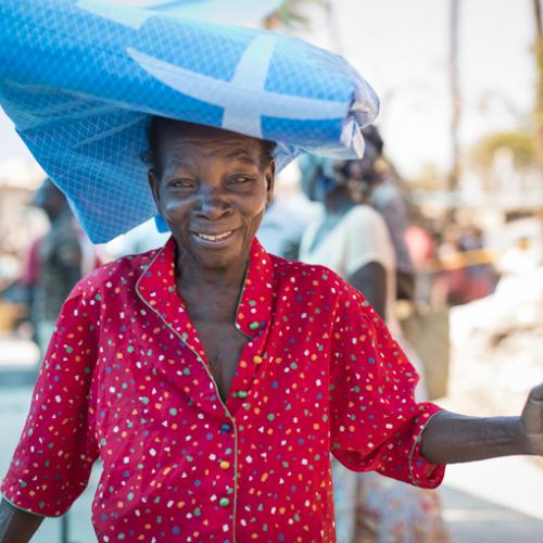 lady with tarp